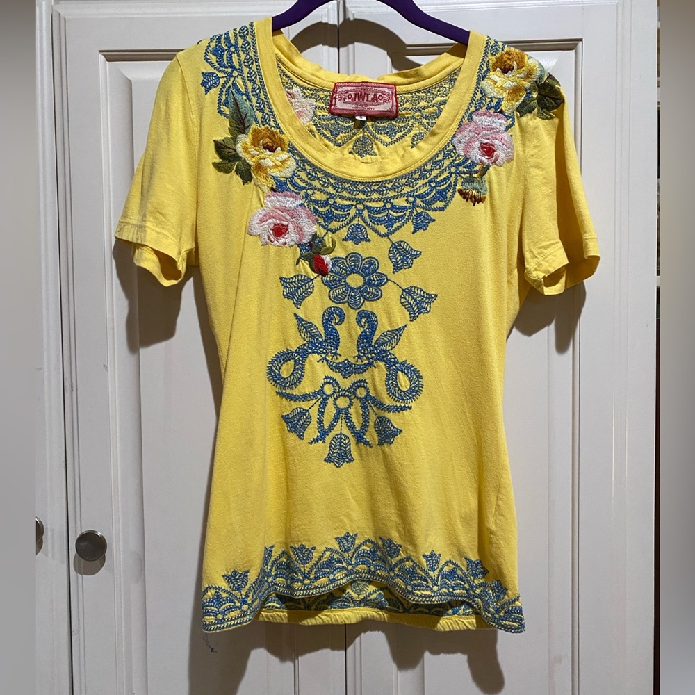 JWLA Yellow Embroidered Blouse